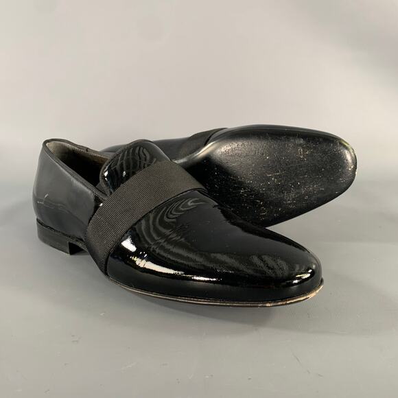 LANVIN Size 8 Black Patent Leather Slip On Loafers main image 8